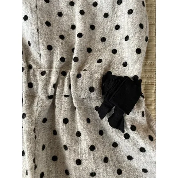 9-12M Zara Baby Girl Wool Gray and Black Polka Dot Romper - Picture 3 of 4